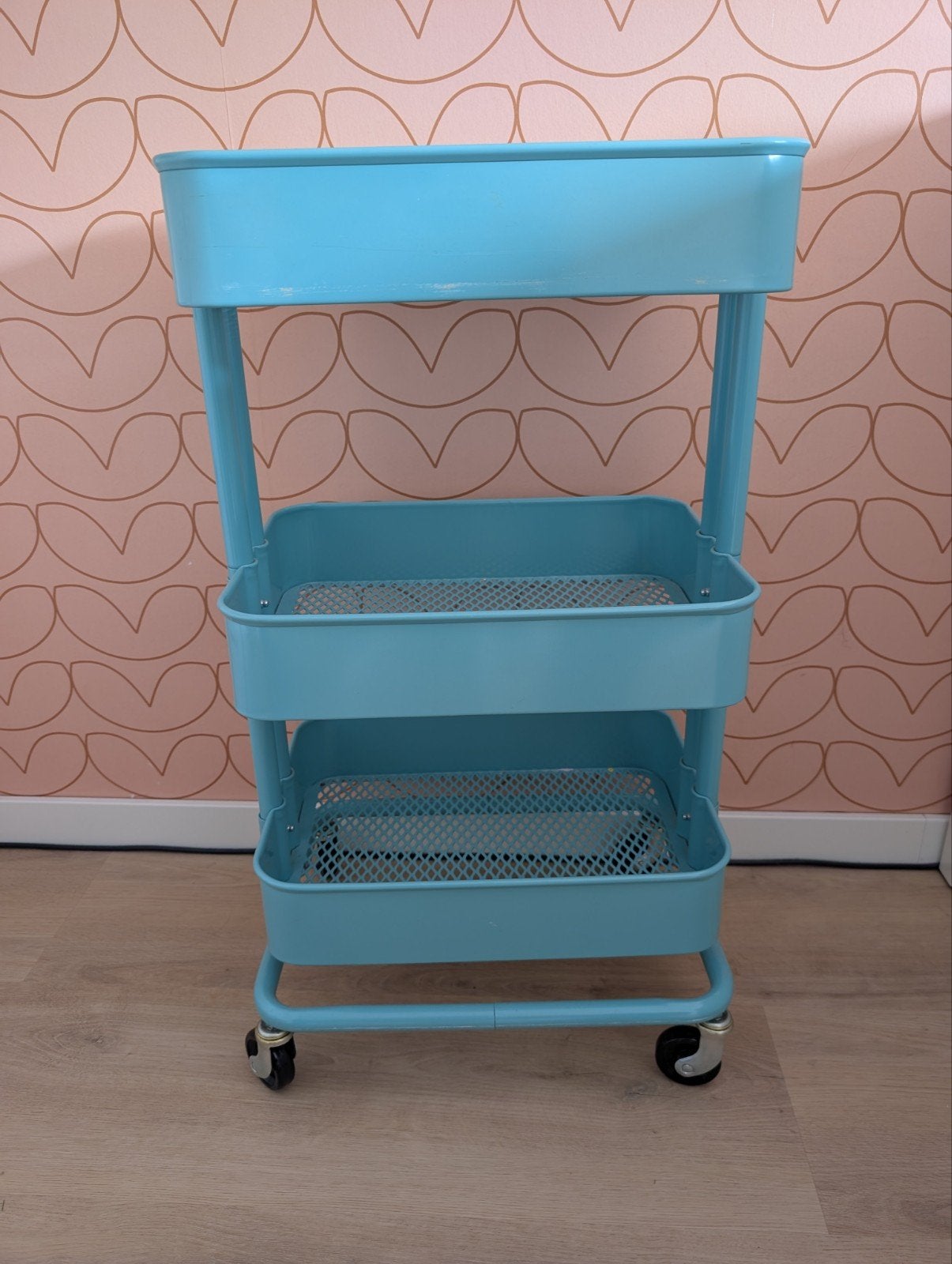 Ikea Raskog roltafel grijsblauw, Ophalen, Gebruikt, Rechthoekig, Metaal of Aluminium