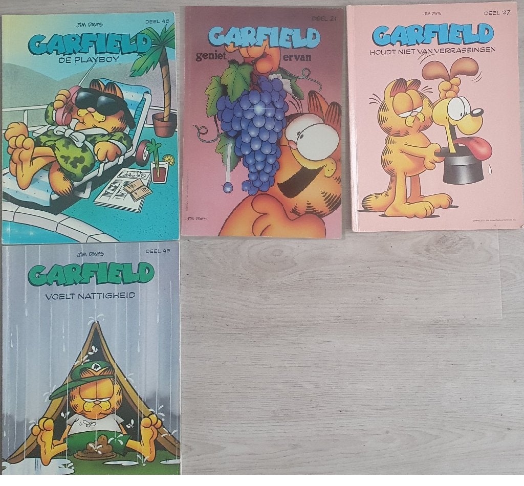 Garfield strips nummer 21 + 27 + 45 + 46, Meerdere stripboeken, Ophalen of Verzenden, Zo goed als nieuw