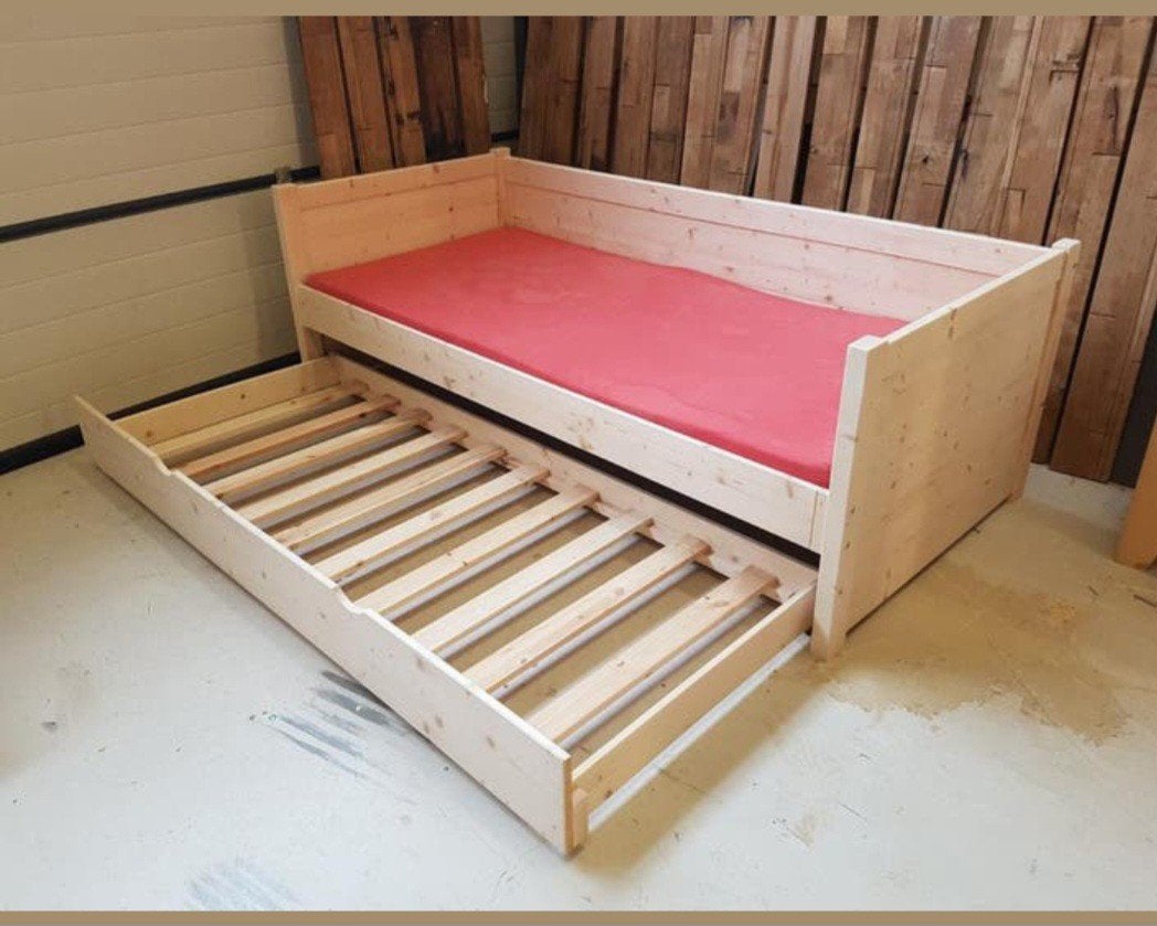 Bed Noud 90x200+onderschuifbed, 85 tot 100 cm, Nieuw, 180 cm of meer, Ophalen