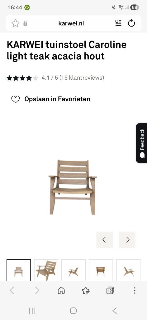 teak houten stoel, Huis en Inrichting, Stoelen, Ophalen, Bruin, Zo goed als nieuw, Eén