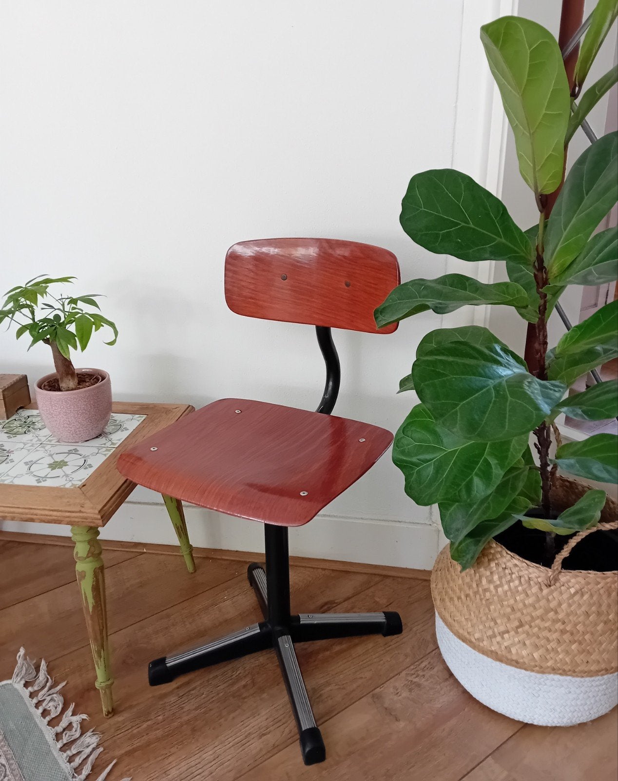 Vintage midcentury kinderstoel schoolstoel, Ophalen, Stoel(en)