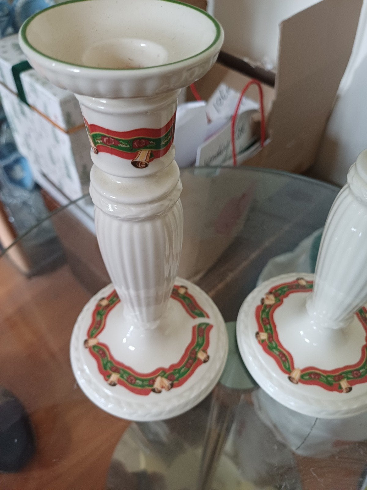 2 Wedgewood Kerstkandelaars serie christmas time, Meerkleurig, Overige merken, Ophalen of Verzenden, Zo goed als nieuw