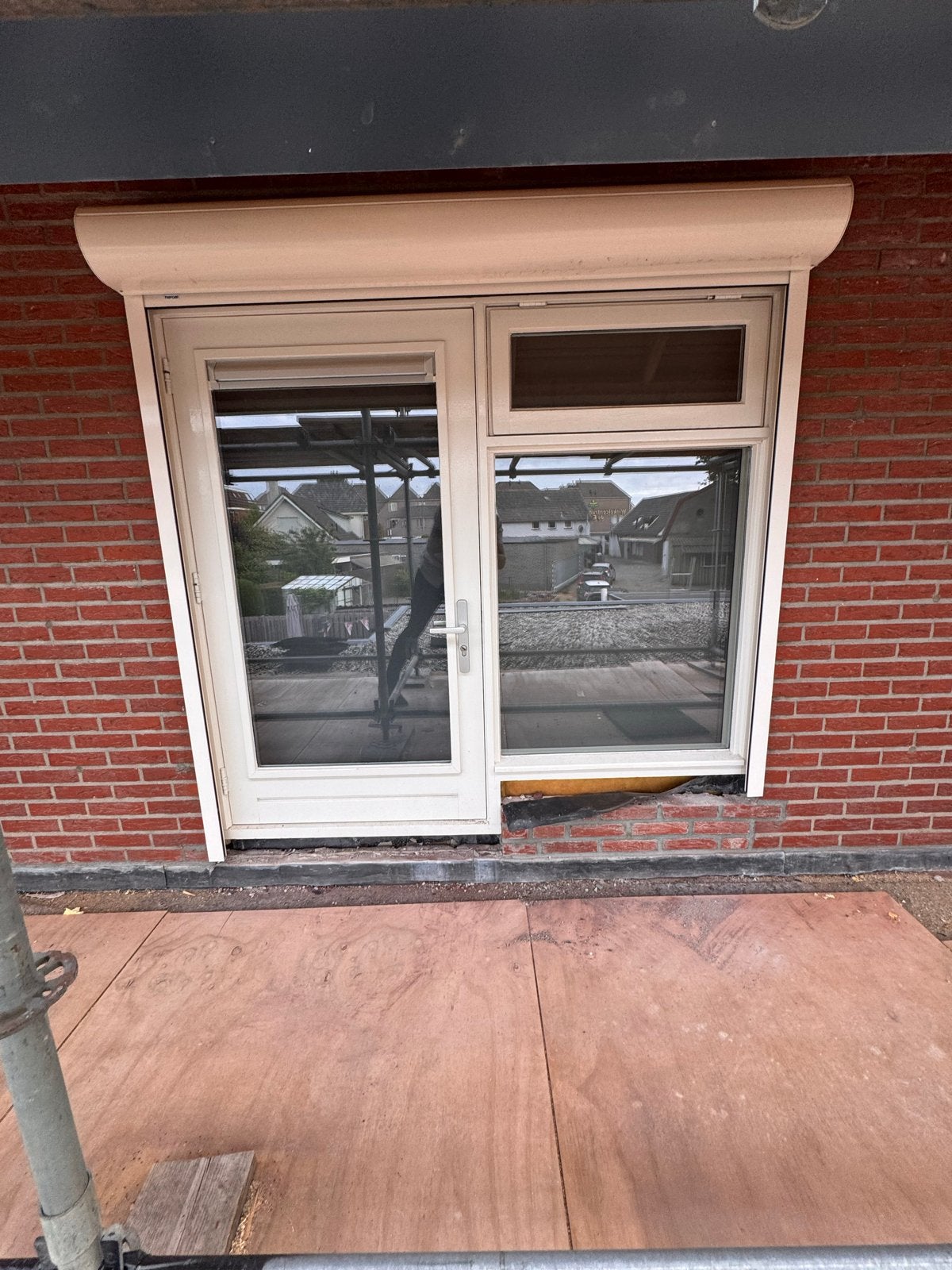 Hardhouten kozijn met HR++ Gevelraam met Deur, Ophalen, Gevelraam of Ruit, Gebruikt, 160 cm of meer