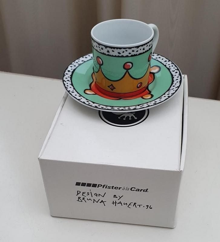 Pfister à la Card espresso kop en schotel Bruna Hauert '96, Huis en Inrichting, Overige merken, Nieuw, Ophalen of Verzenden, Modern