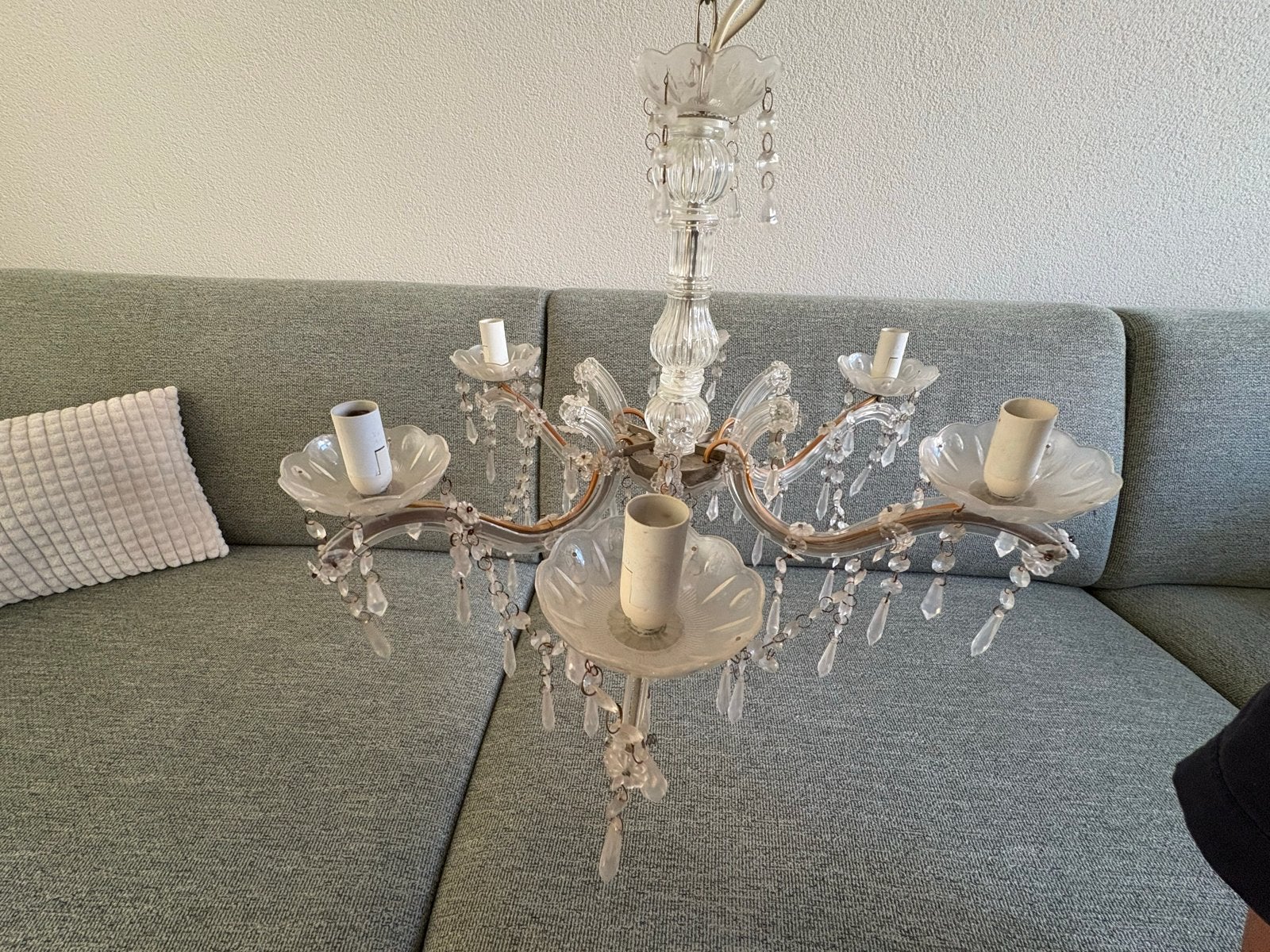Leuke Kroonluchter / plafondlamp, Ophalen, Gebruikt, Glas, E14 (klein)