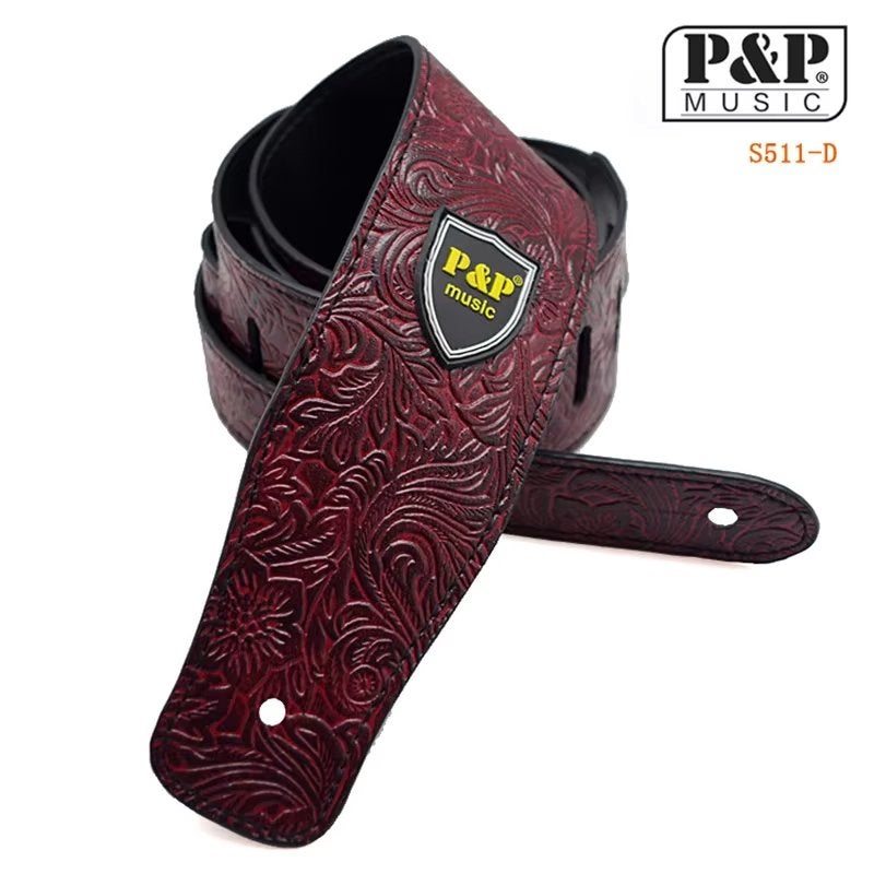 P&P gitaar- en basgitaarriem strap - rood geborduurd, Muziek en Instrumenten, Instrumenten | Toebehoren, Moku Custom Guitars, Nieuw
