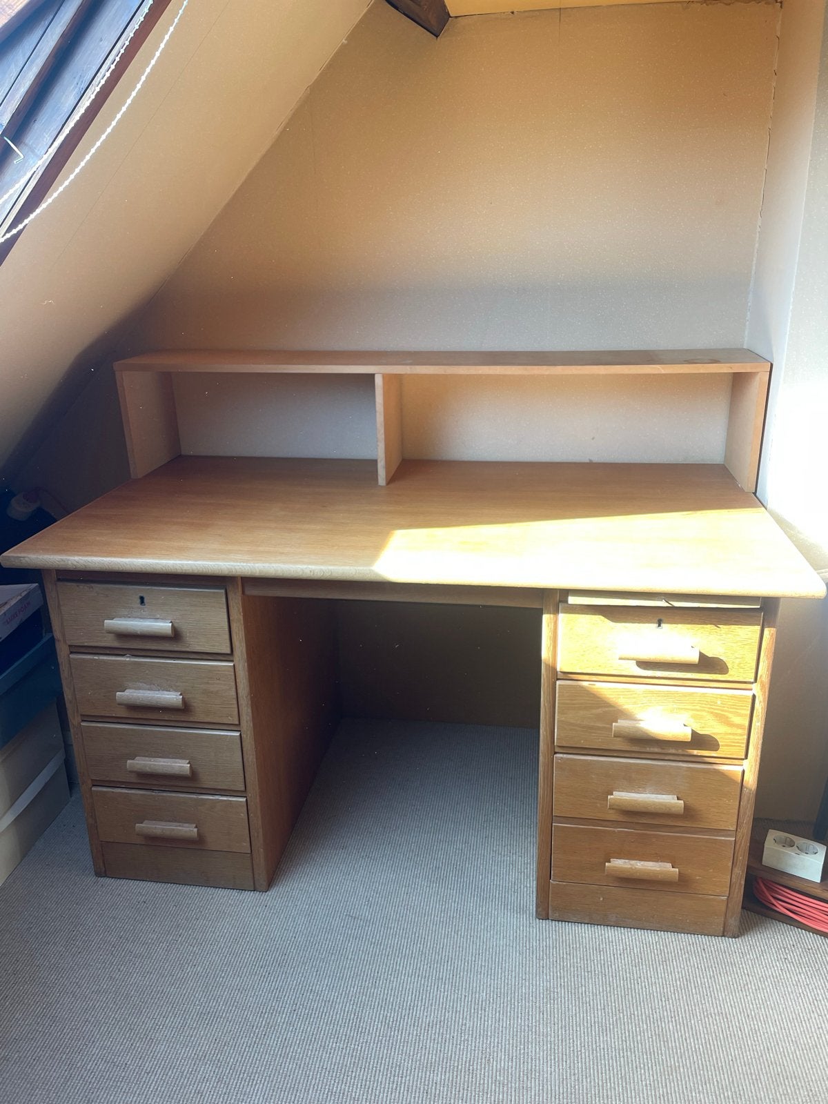 Houten Bureau met Lades en los Opzetstuk - Vintage Stijl, Ophalen, Overige typen, Gebruikt, Overige merken