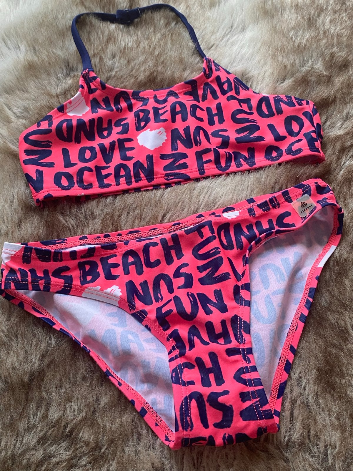 Firefly Bikini Roze met Donkerblauwe Opdruk Maat 128, Kinderen en Baby's, Gebruikt, Bikiniset, Meisje, Ophalen of Verzenden