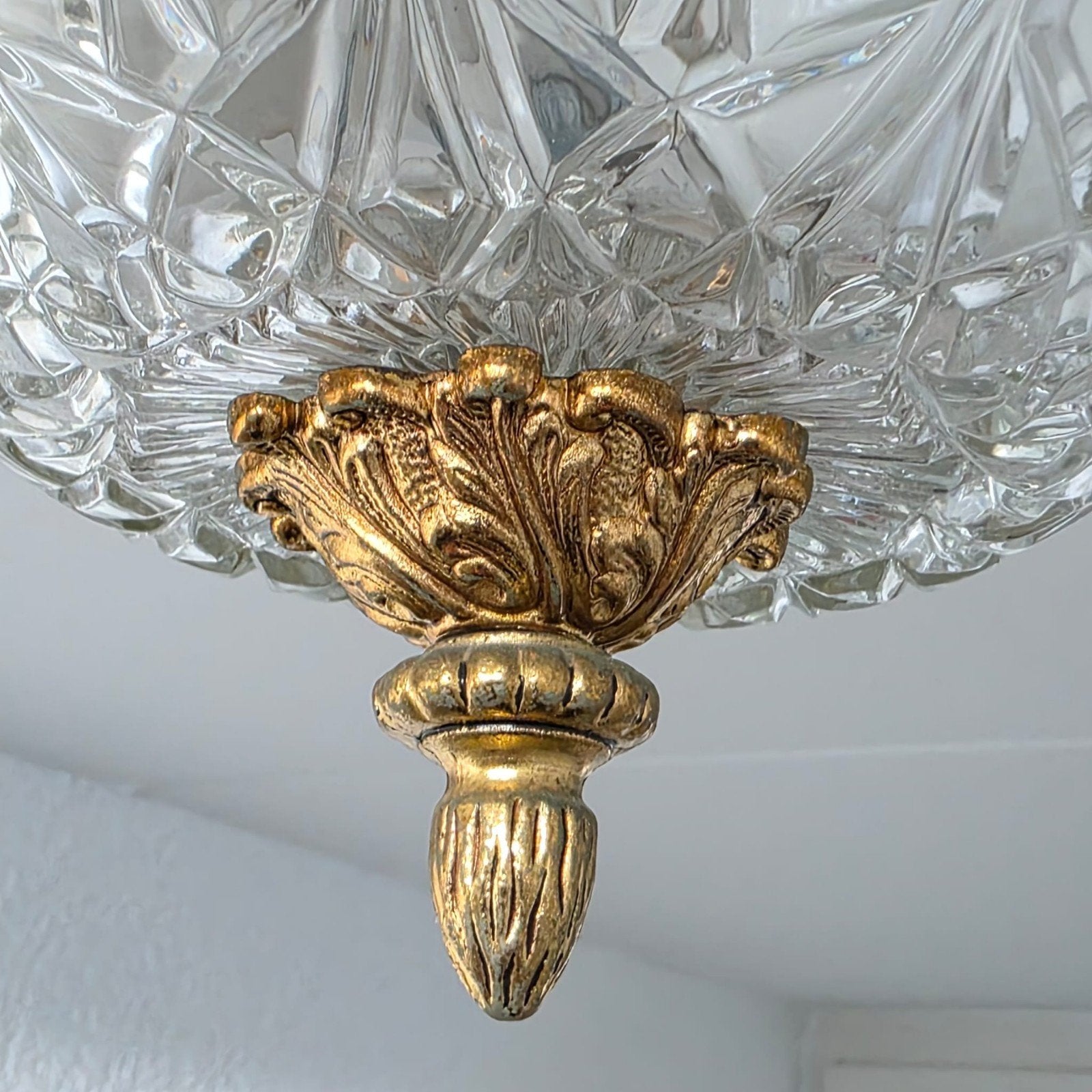 Lucky vintage kristallen plafonnière goud jaren '60, ., Ophalen of Verzenden, Zo goed als nieuw, .