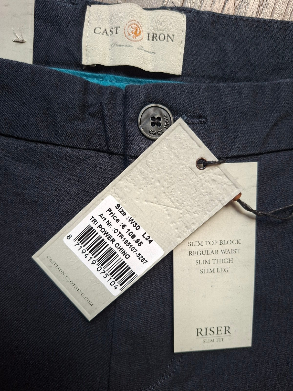CAST IRON Riser slimfit chino W30 L34 donkerblauw, Blauw, Nieuw, Ophalen of Verzenden, Cast Iron