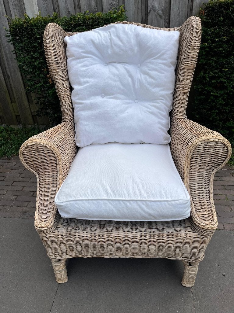 Riviera Maison Nicolas Wing Chair – rotan fauteuil, Ophalen, Minder dan 75 cm, Riet of Rotan, Zo goed als nieuw