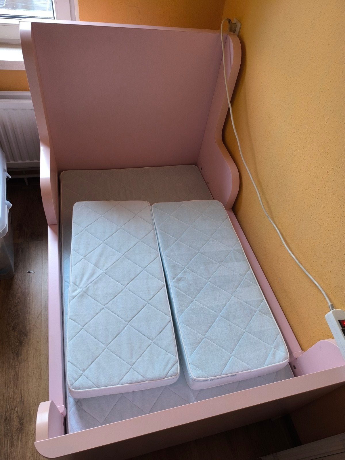 Ikea BUSUNGE meegroeibed roze 80x200 cm incl. matras, Ophalen, 180 cm of meer, 70 tot 85 cm, Matras