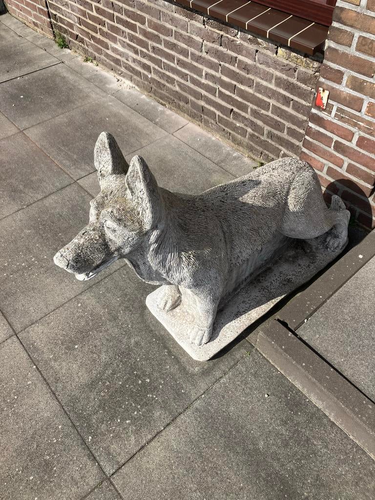 2 betonnen Duitse herders honden, Ophalen, Gebruikt, Beton, Dierenbeeld