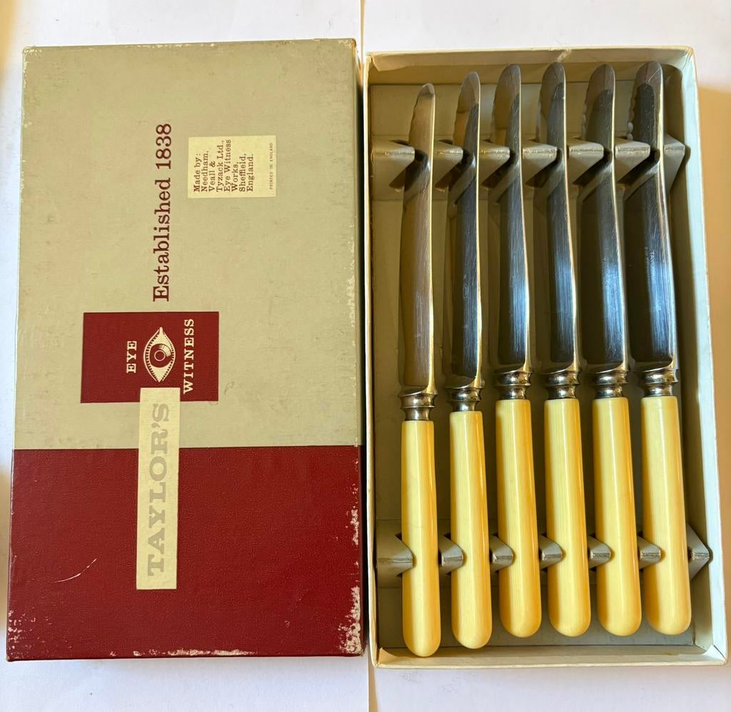 6 vintage Sheffield in originele doos, Ophalen of Verzenden