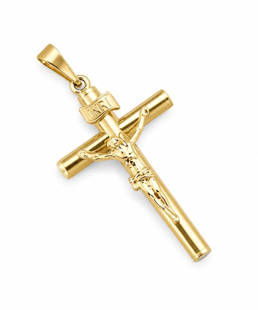 14 karaat Gouden Kruisje met Christus Ketting Hanger, Nieuw, Ophalen of Verzenden, Kruis of Symbool, Goud