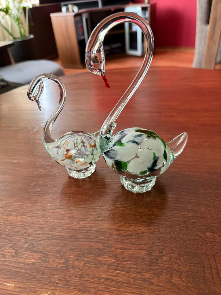 Glazen zwanenfiguren in Murano-stijl, Antiek en Kunst, Ophalen of Verzenden