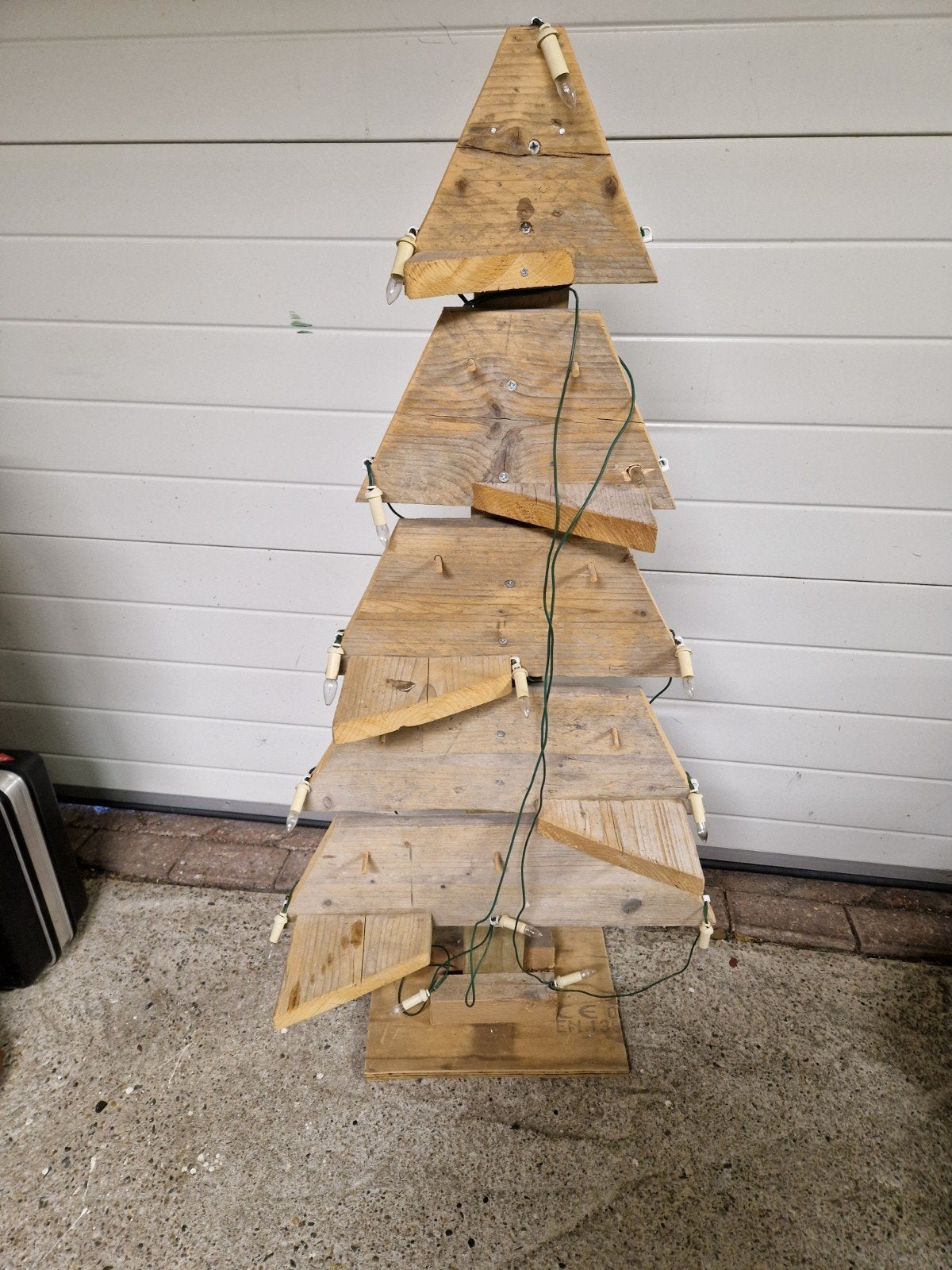 kerstboom steigerhout hoog 1m30  verlichting, Diversen, Ophalen, Gebruikt