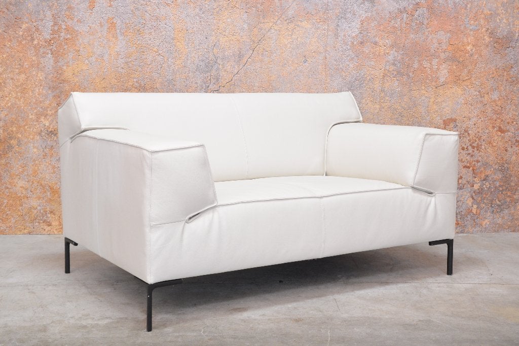 NIEUWbeklede witte leren Design on Stock Bloq loveseat, Eenpersoons, Design on Stock, 150 tot 200 cm, Design on Stock