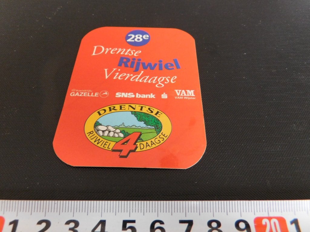 sticker 28e Drentse Rijwiel Vierdaagse 1993 Gazelle SNS Vam*, Ophalen of Verzenden, Zo goed als nieuw