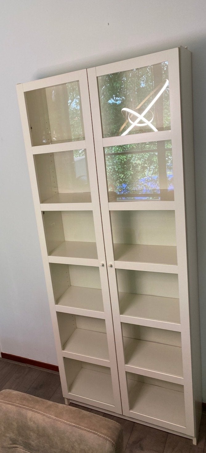 IKEA Billy Vitrinekast met glazen deuren (Kiaby), Huis en Inrichting, Ophalen, Gebruikt, 200 cm of meer, 50 tot 100 cm