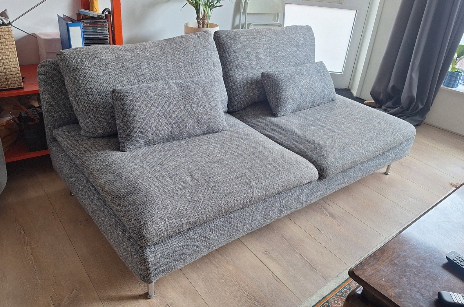 Soderhamn Ikea grijze bank met kussens, Huis en Inrichting, Gebruikt, 150 tot 200 cm, Driepersoons, 75 tot 100 cm