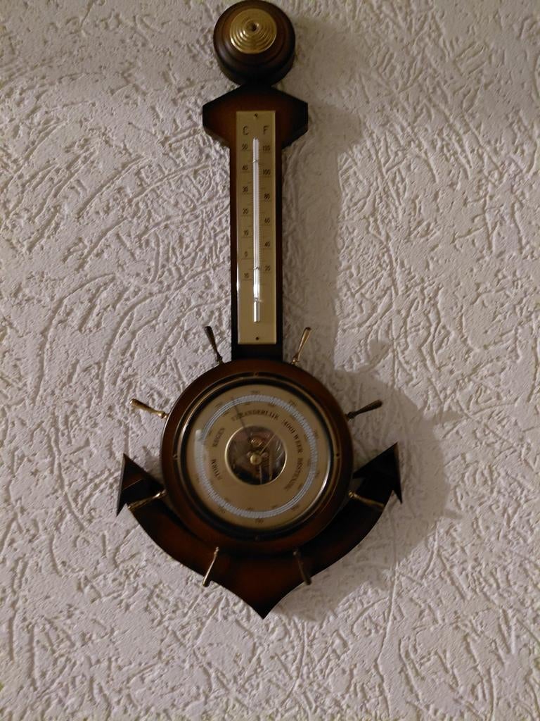 Vintage Barometer met Thermometer - Anker Design, Audio, Tv en Foto, Weerstations en Barometers, Ophalen