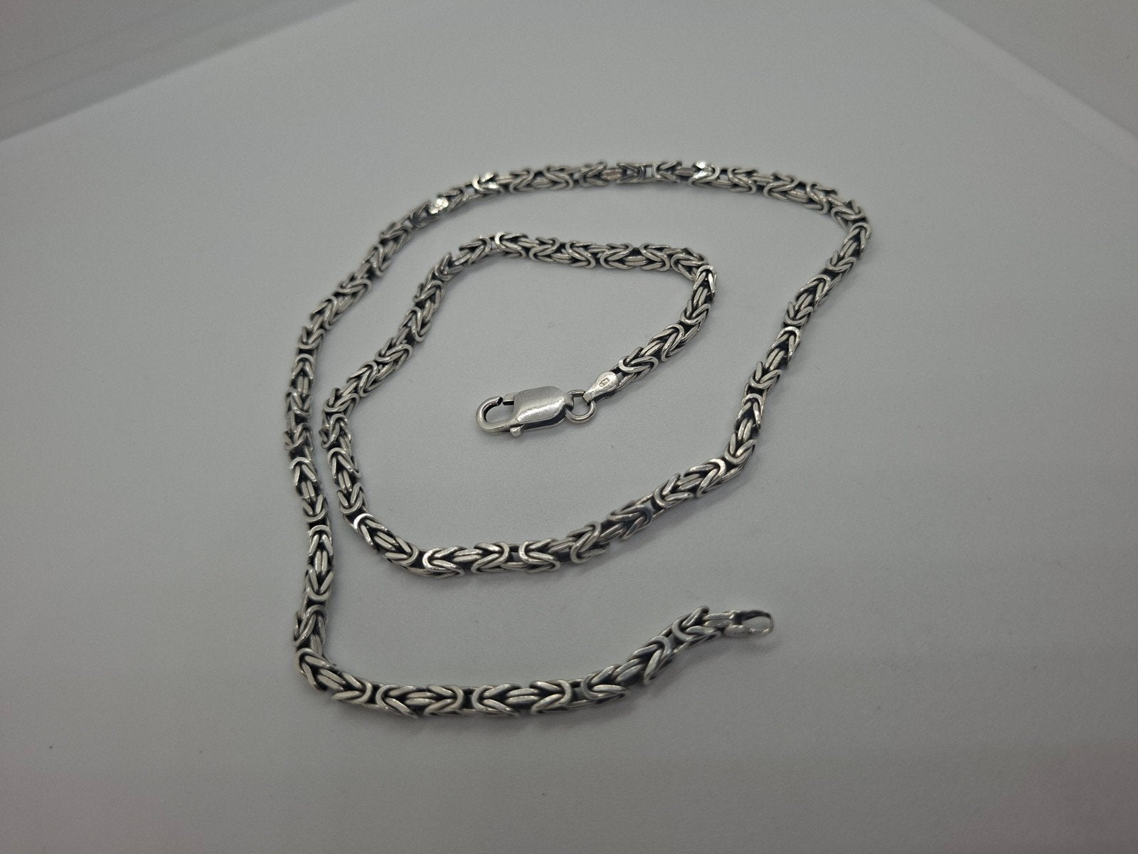 Zilveren Koningsketting Vierkante Koningsschakel 925 - 54cm, Sieraden, Tassen en Uiterlijk, Kettingen, Ophalen of Verzenden, Zilver