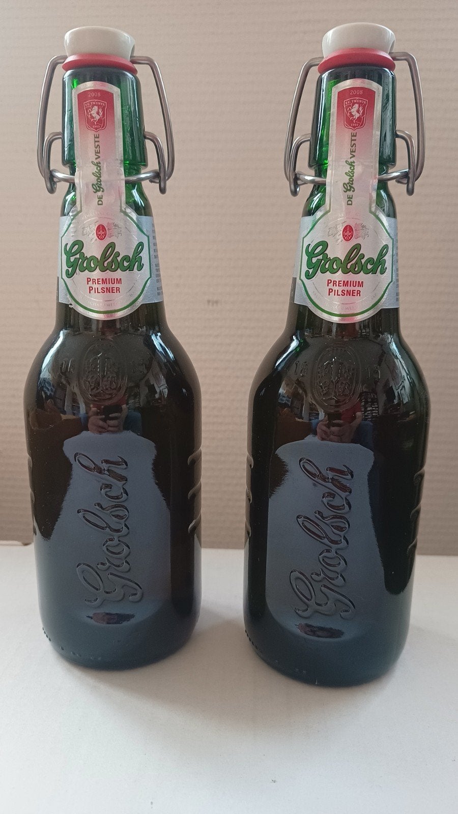 2 Volle, gesloten speciale FC Twente Grolsch beugels, Ophalen, Zo goed als nieuw, F.C. Twente, Poster, Plaatje of Sticker