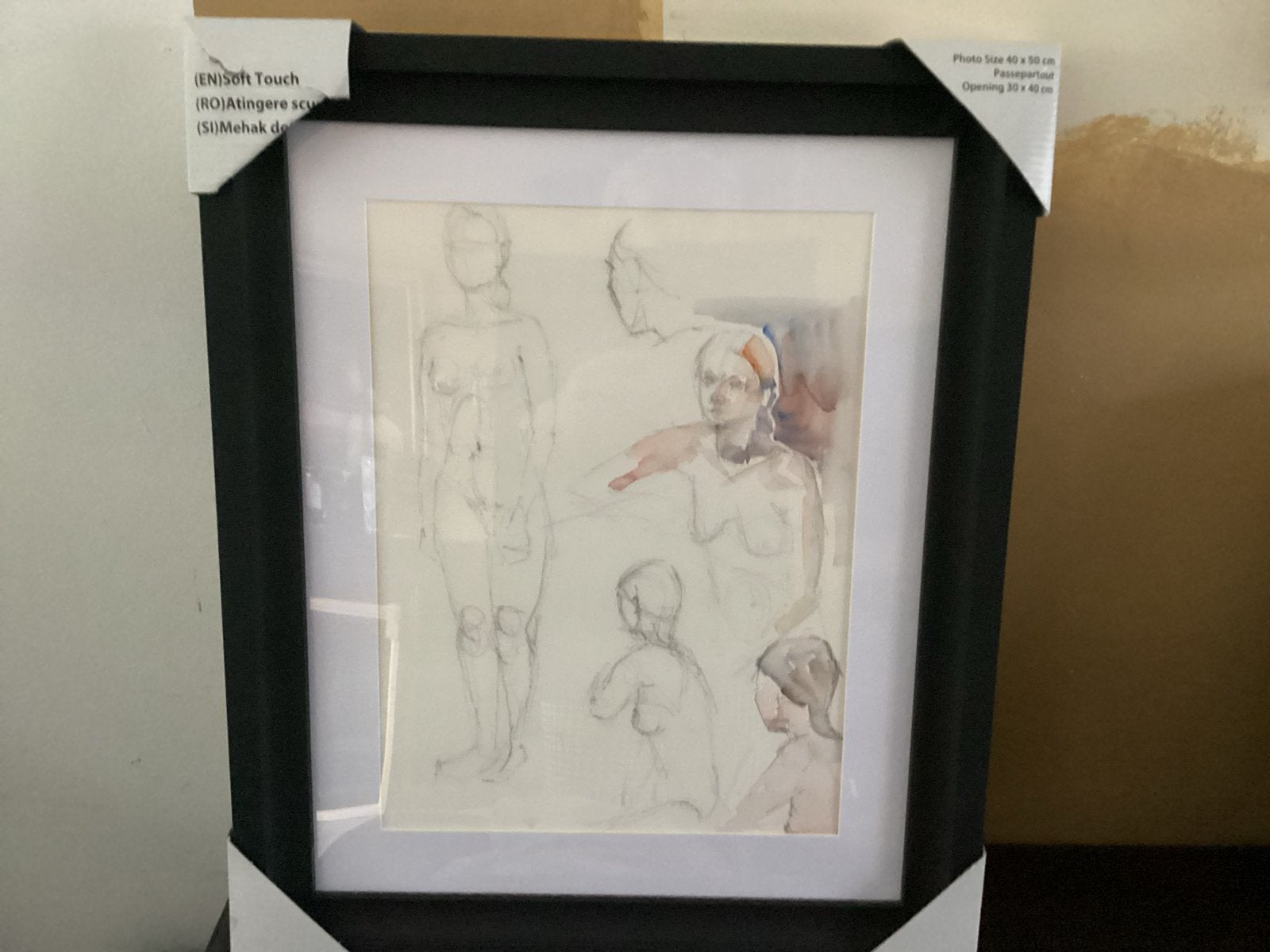 Victor Bouter (1928-2004) - Voorstudie Tekening, Antiek en Kunst, Ophalen of Verzenden, Tekening, Aquarel, Ingelijst