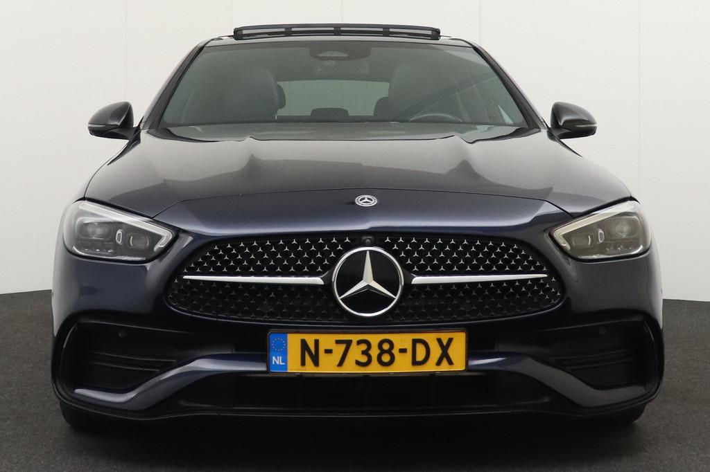 Mercedes-Benz C-Klasse 180 AMG Night-Pack Pano-dak Laser-LED, Automaat, 4 cilinders, Blauw, Bedrijf