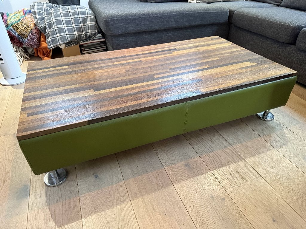 Salon tafel met groen leer, Antiek en Kunst, Antiek | Meubels | Tafels, Ophalen