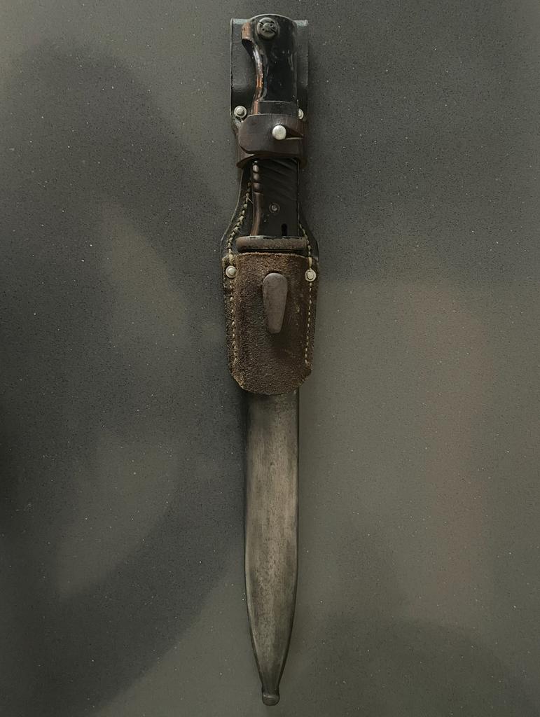 Originele Duitse K98 Bajonet met Schede en Drager, Verzamelen, Militaria | Algemeen, Landmacht, Mes of Dolk, Duitsland, Ophalen of Verzenden