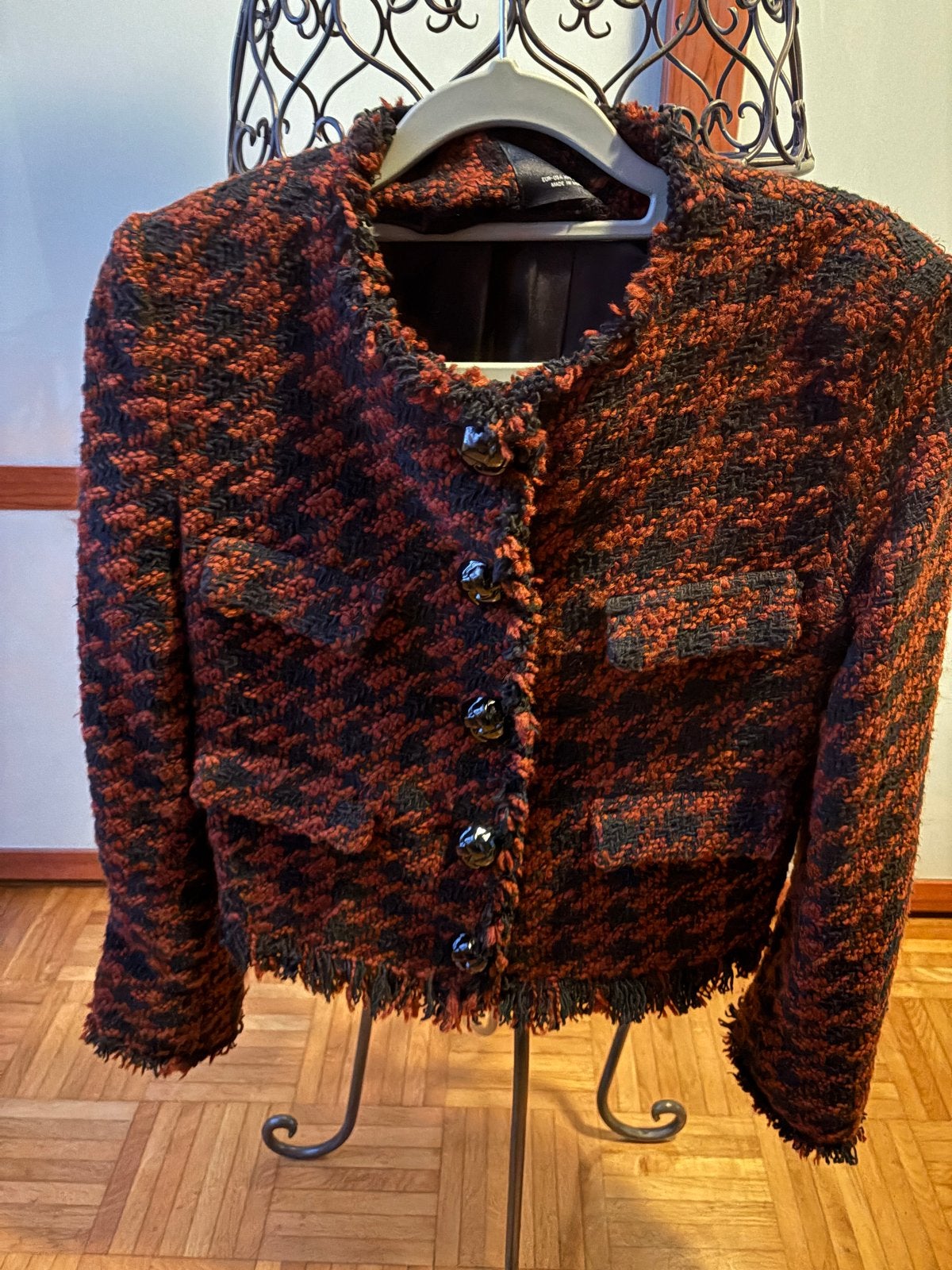 MNG Tweed Jasje Zwart/Oranje Maat XXS, Ophalen of Verzenden, Zo goed als nieuw, Maat 34 (XS) of kleiner
