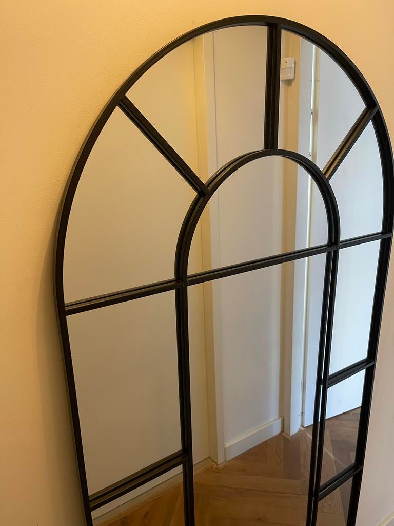 Prachtige Zwarte Metalen Raam Spiegel 80x180 cm, Huis en Inrichting, Woonaccessoires | Spiegels, Ophalen, Zo goed als nieuw, 75 tot 100 cm