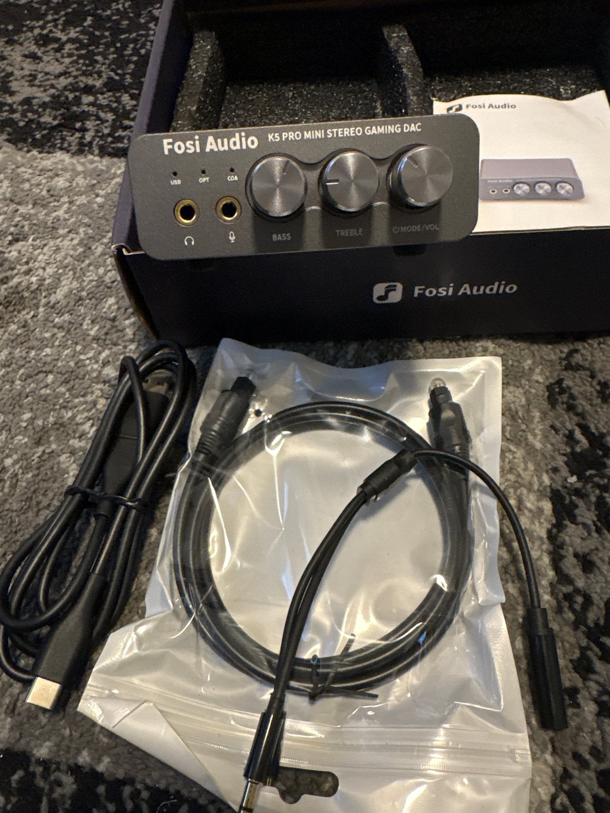 Fosi Audio K5 Pro Mini Stereo Gaming DAC, Audio, Tv en Foto, Versterkers en Receivers, Zo goed als nieuw, Stereo, Minder dan 60 watt