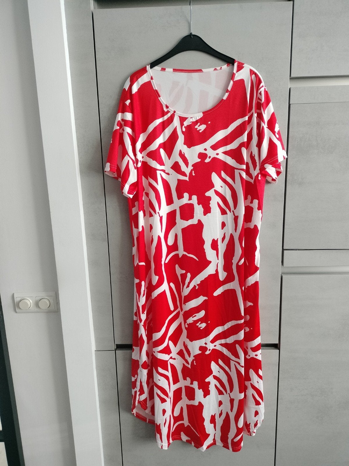 Zomerse maxi-jurk rood/wit, maat 48, Kleding | Dames, Ophalen of Verzenden, Zo goed als nieuw, Rood