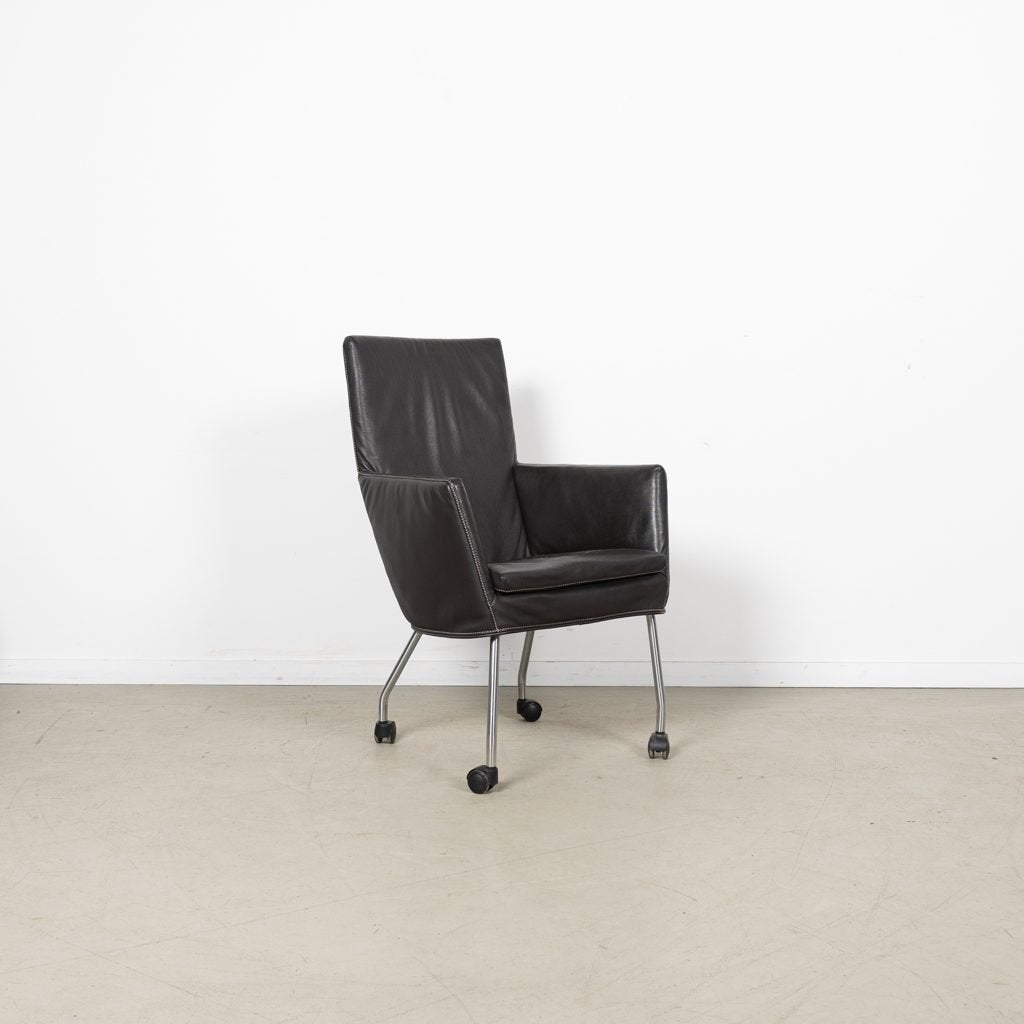 Label Donna Rock Stoel Bruin Leer – Chroom, Huis en Inrichting, Label, Zo goed als nieuw, Niet ingevuld, Niet ingevuld