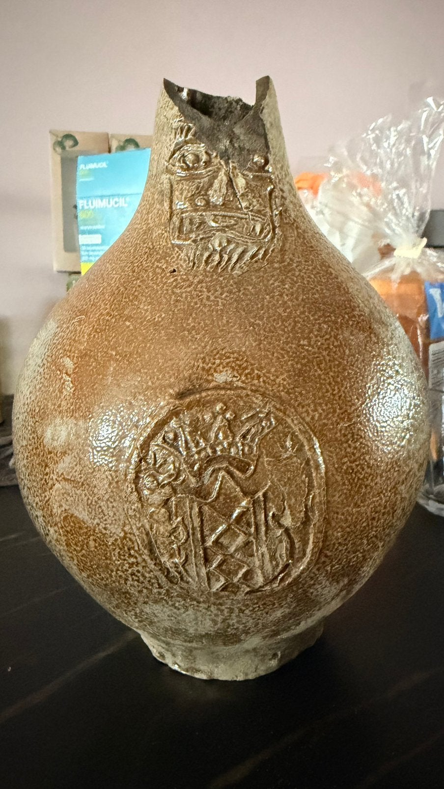 antieke 17e-eeuwse baardmankruik met wapen van Amsterdam., Antiek en Kunst, Ophalen