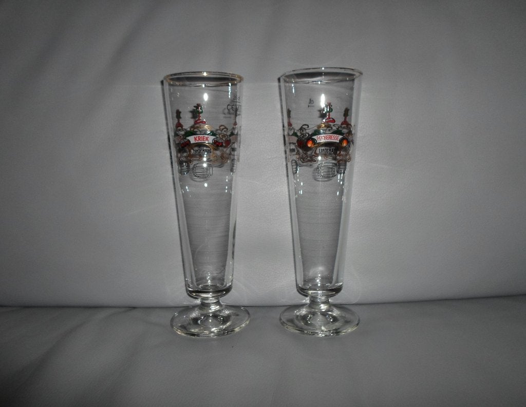 Kriek Lindemans Bierglas 2x, Verzamelen, Ophalen of Verzenden, Zo goed als nieuw, Glas of Glazen, Overige merken