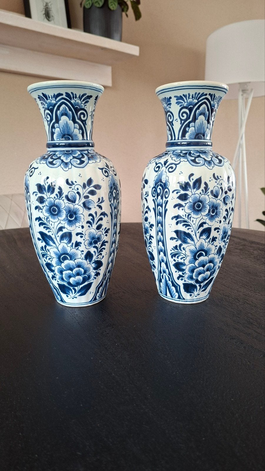 2 Delftsblauwe vazen, hoogte 26 cm, Ophalen of Verzenden