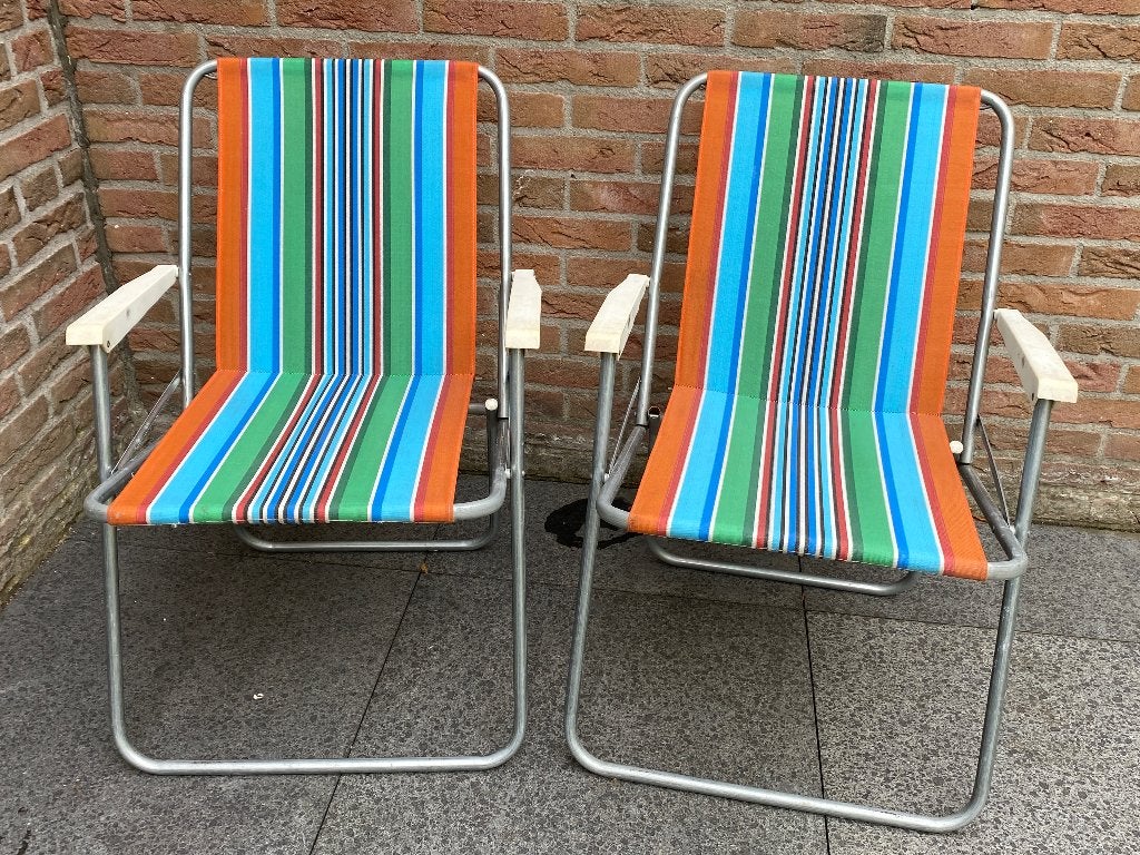 2 Retro camping vouwstoeltjes, Caravans en Kamperen, Ophalen, Gebruikt, Campingstoel