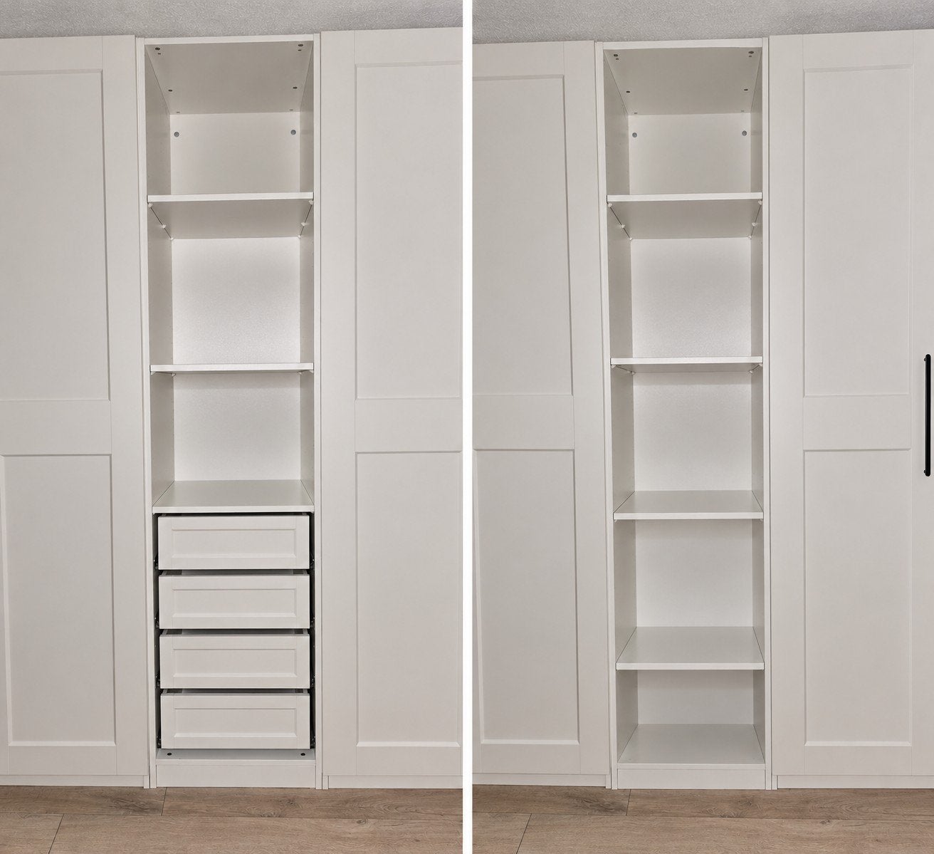 2x IKEA PAX Kast 50x236 cm met planken en lades, Ophalen, Gebruikt, 200 cm of meer, Met lade(s)