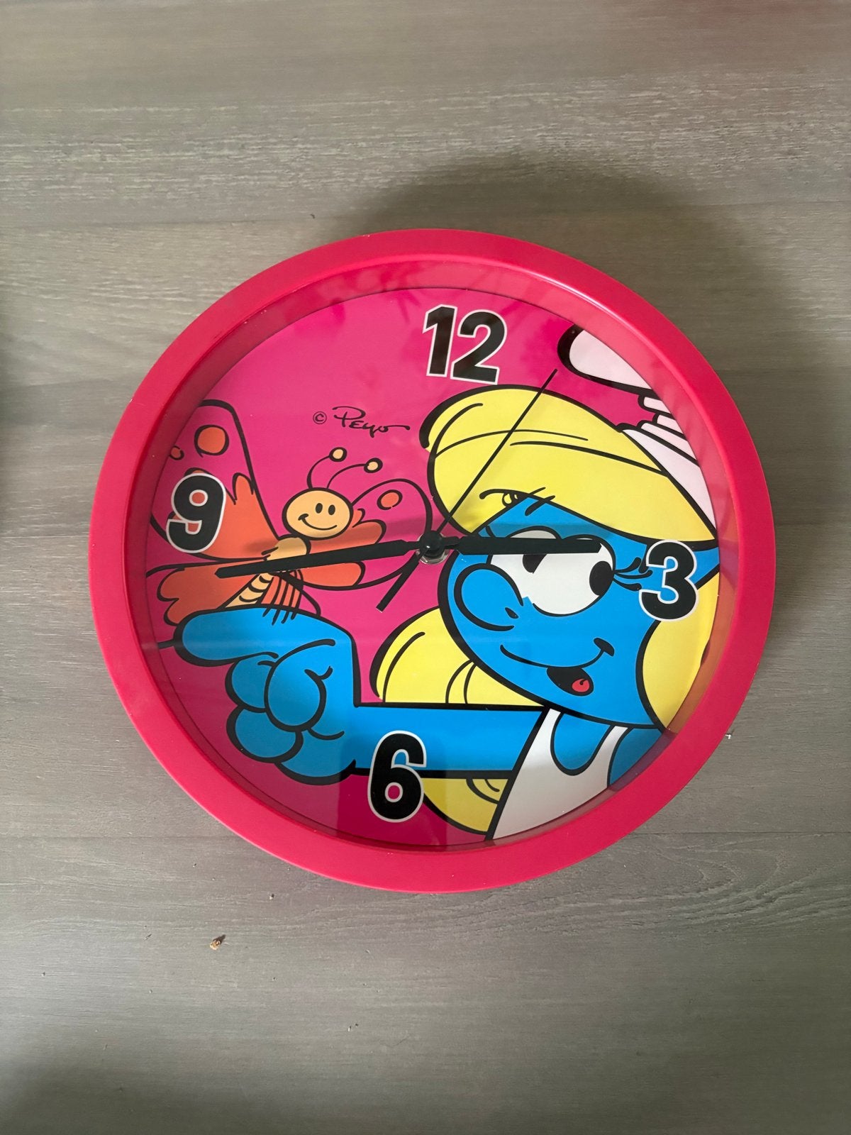 Smurfin wandklok - Roze - Peys, Ophalen, Gebruikt, Wandklok