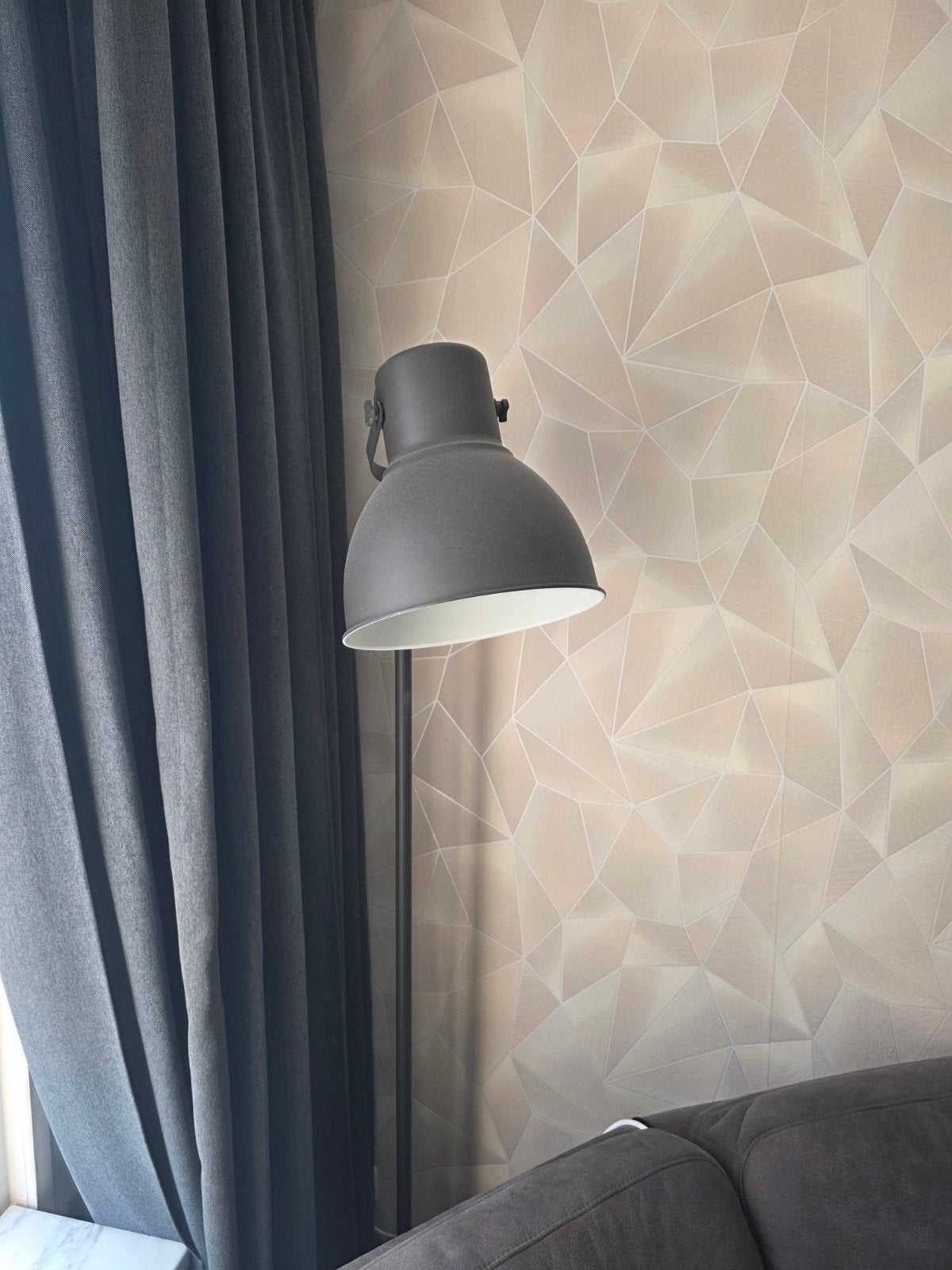 Industriële hanglamp en staande lamp set - Grijs, Huis en Inrichting, Gebruikt, Grijs, Industrieel, Ophalen