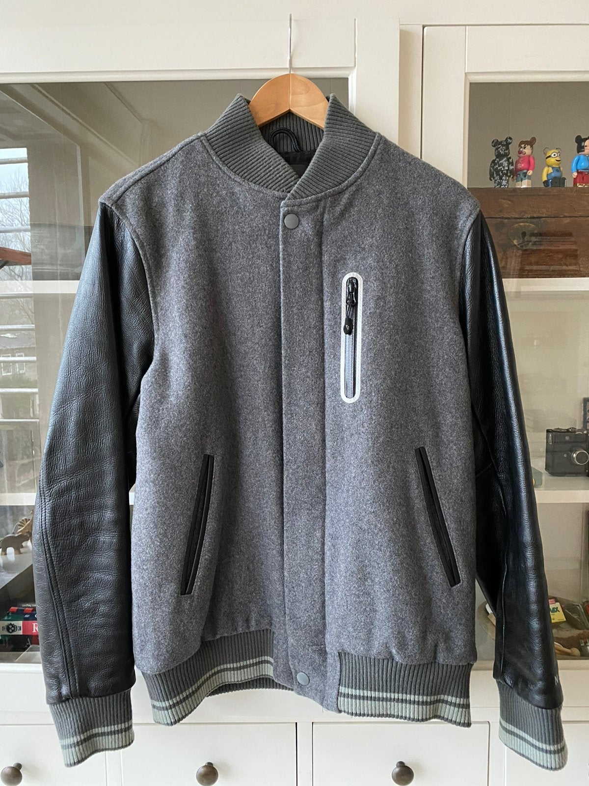 Nike Baseball Jack Jacket Bomberjack Size S Leren Jas, Ophalen of Verzenden, Zo goed als nieuw, Maat 46 (S) of kleiner, Grijs