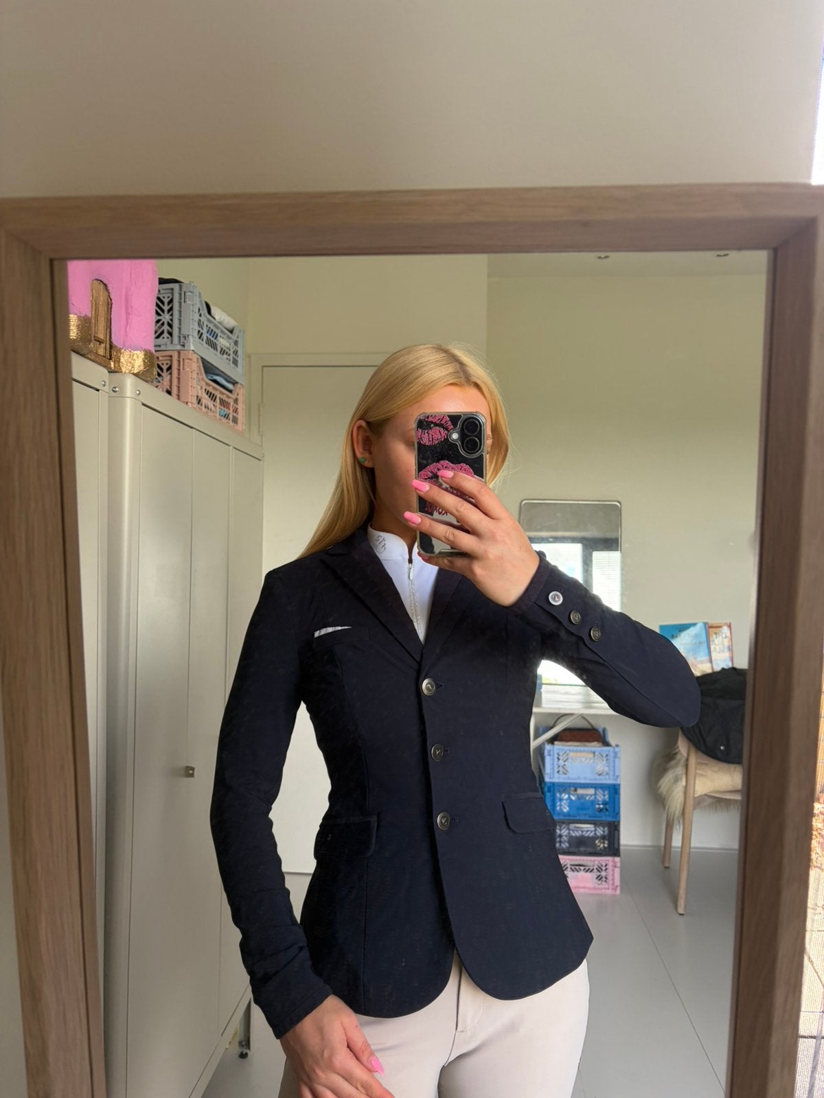 samshield wedstrijdjasje donkerblauw maat s, Dieren en Toebehoren, Paardrijkleding, Ophalen of Verzenden, Nieuw, Dames, Bovenkleding