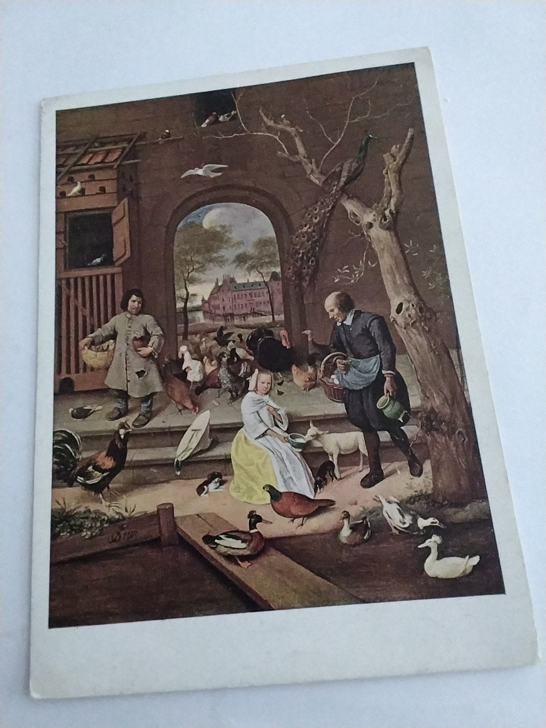 ansichtkaart: Jan Steen - De Kippenhof (Mauritshuis) 1950, Ophalen of Verzenden, 1940 tot 1960