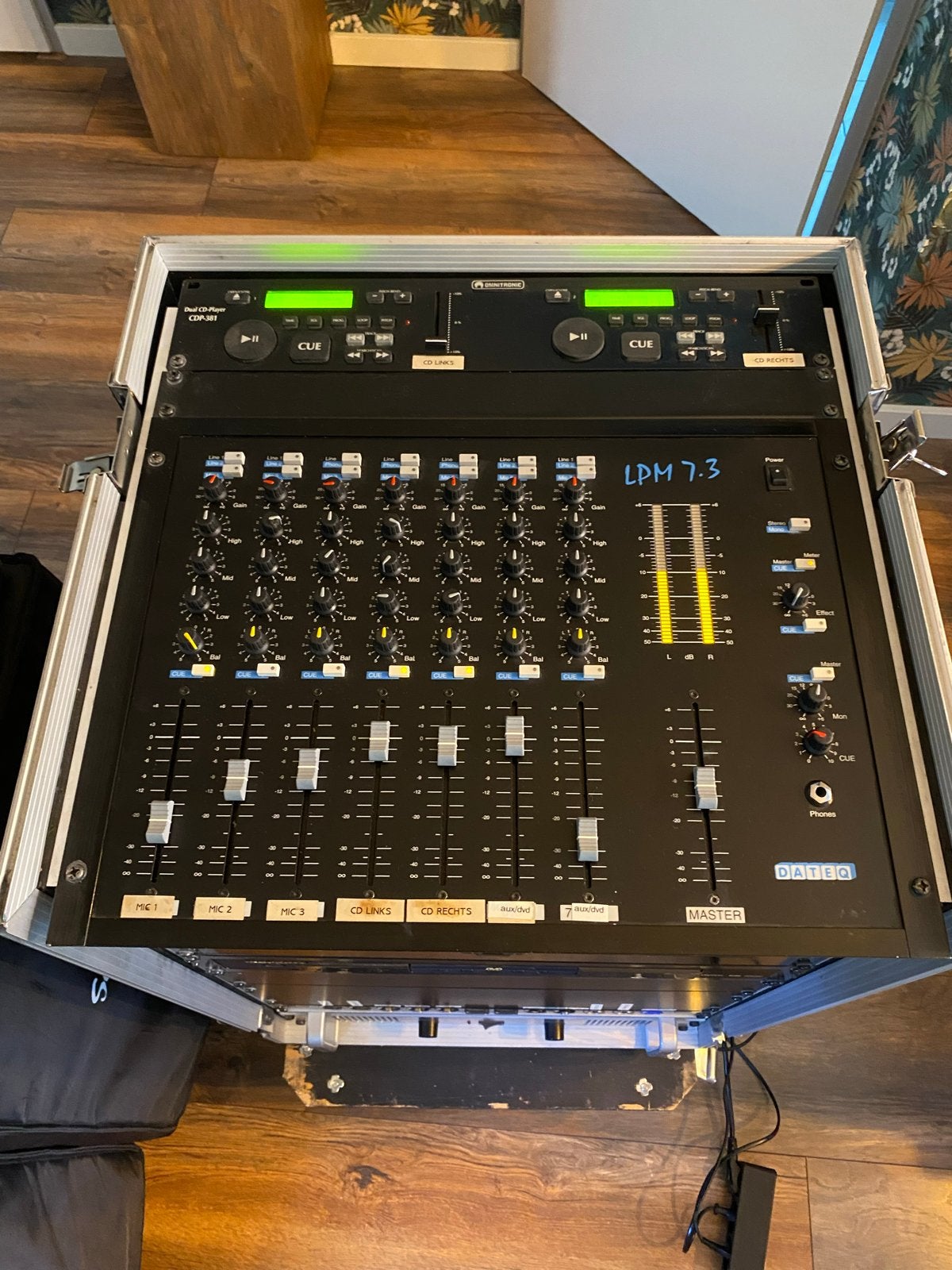 Complete DAP Audio P.A. set met rack en flightcase, Ophalen of Verzenden, Gebruikt, Audio