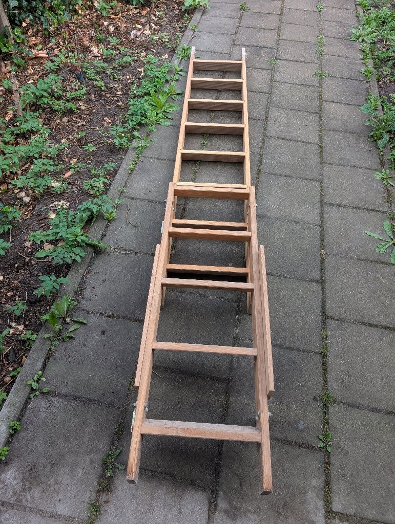 Houten vlizotrap / zoldertrap – inschuifbaar – 255 cm, Doe-het-zelf en Verbouw, Ladders en Trappen, Ophalen, Gebruikt, Trap, Opvouwbaar of Inschuifbaar