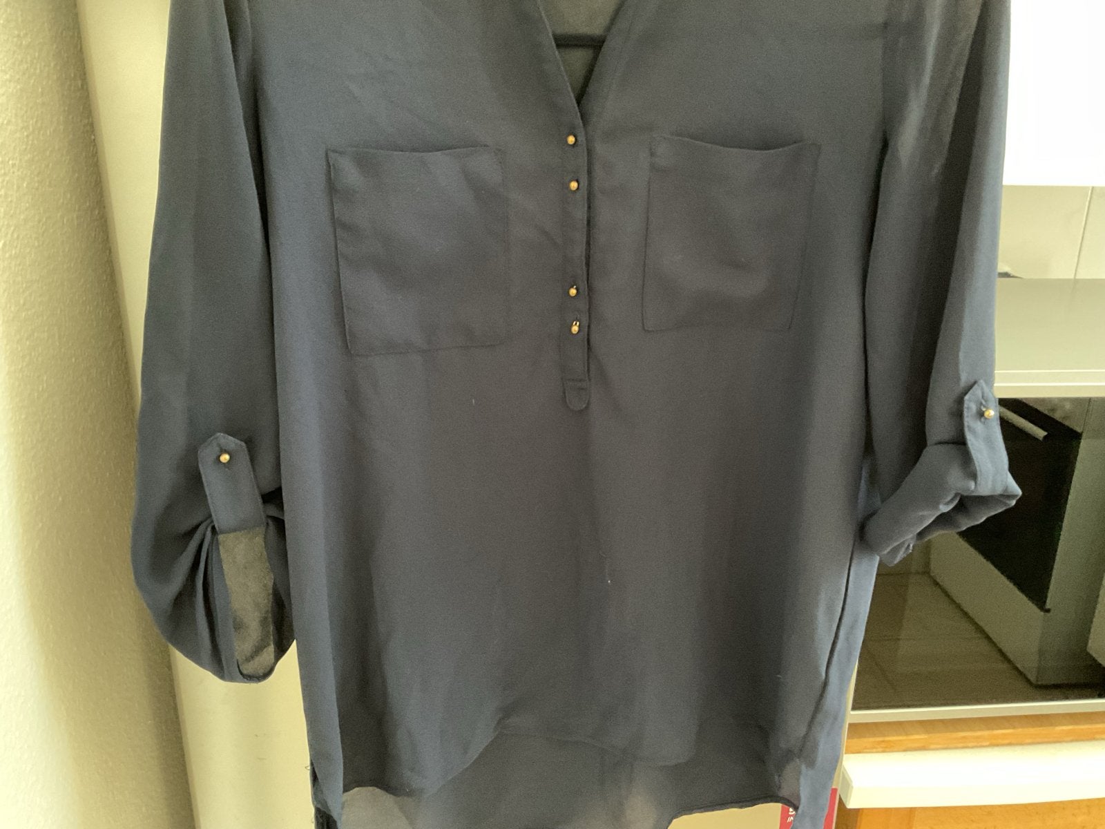 Donkerblauwe blouse van Atmosphere - Maat 38/40 (M), Kleding | Dames, Blouses en Tunieken, Ophalen of Verzenden, Zo goed als nieuw